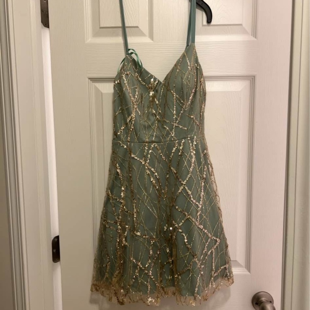 Green and Gold Sequin Dress